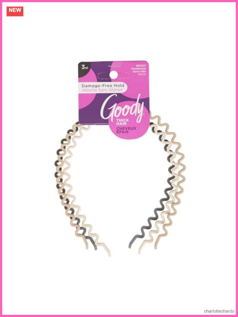 Zig-Zag Ouchless Headbands 3 Ct Damage-Free No-Slip Hair Accessories